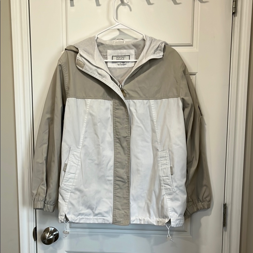 IZOD Men's Gray and White Windbreaker Jacket